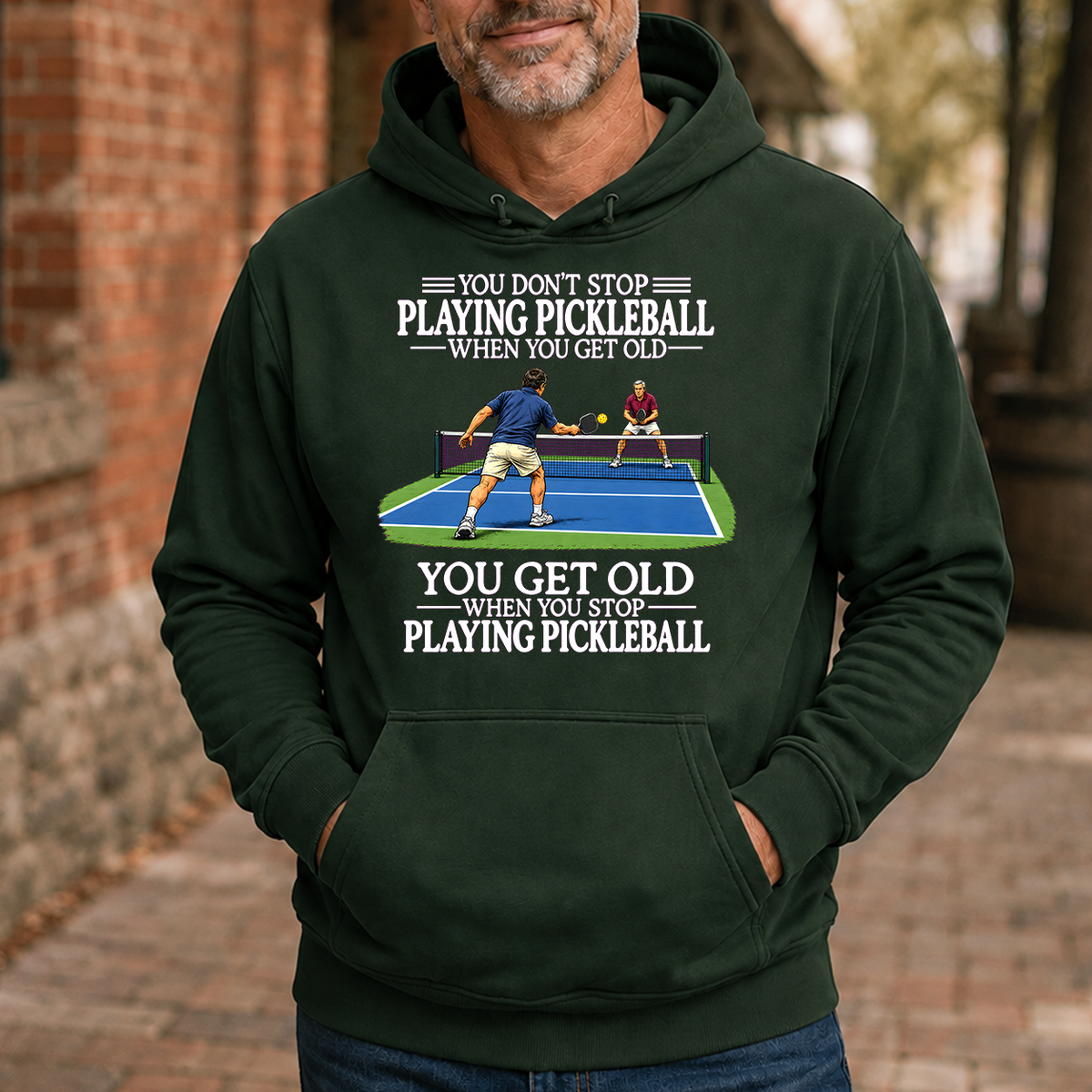 Old Man Don't Stop Pickleball - 5-HS2D-ForestGreen