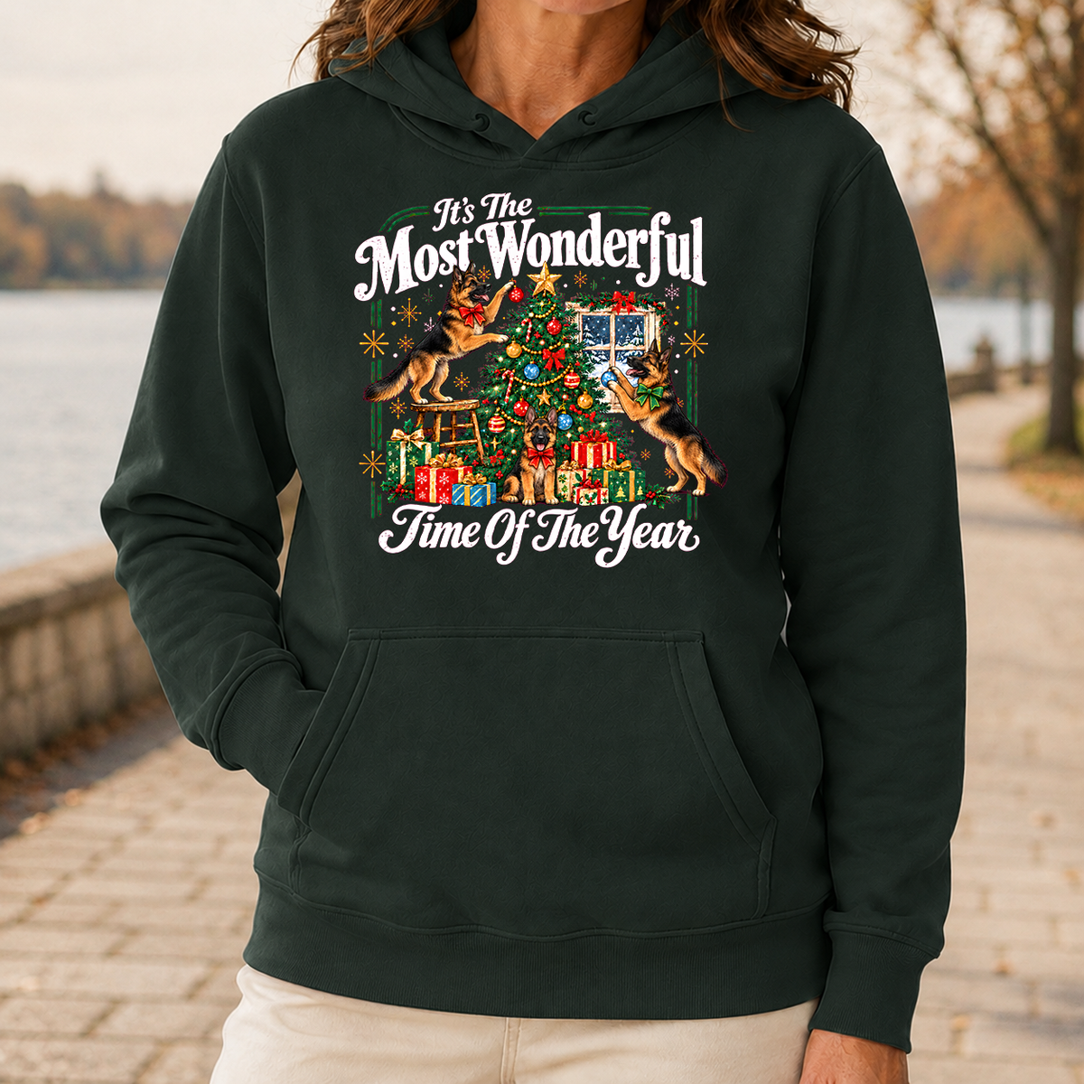 Wonderful Christmas German Shepherd - 5-HS2D-ForestGreen