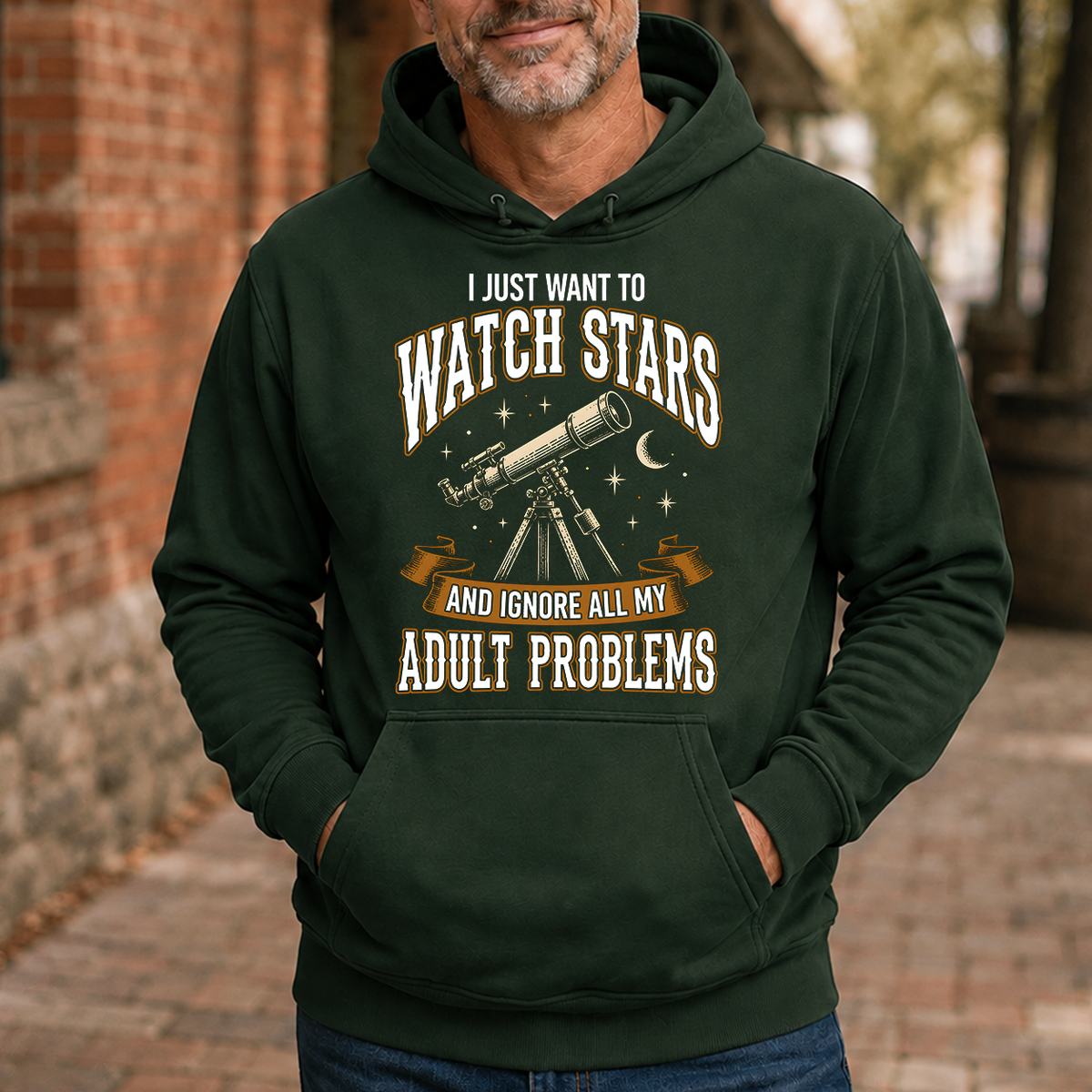 Vintage I Just Want To Watch Stars - 5-HS2D-ForestGreen