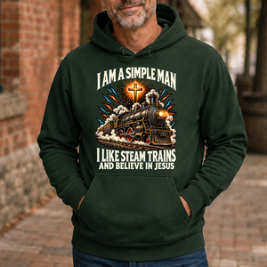 I Like Steam Trains & Believe In Jesus - 5-HS2D-ForestGreen