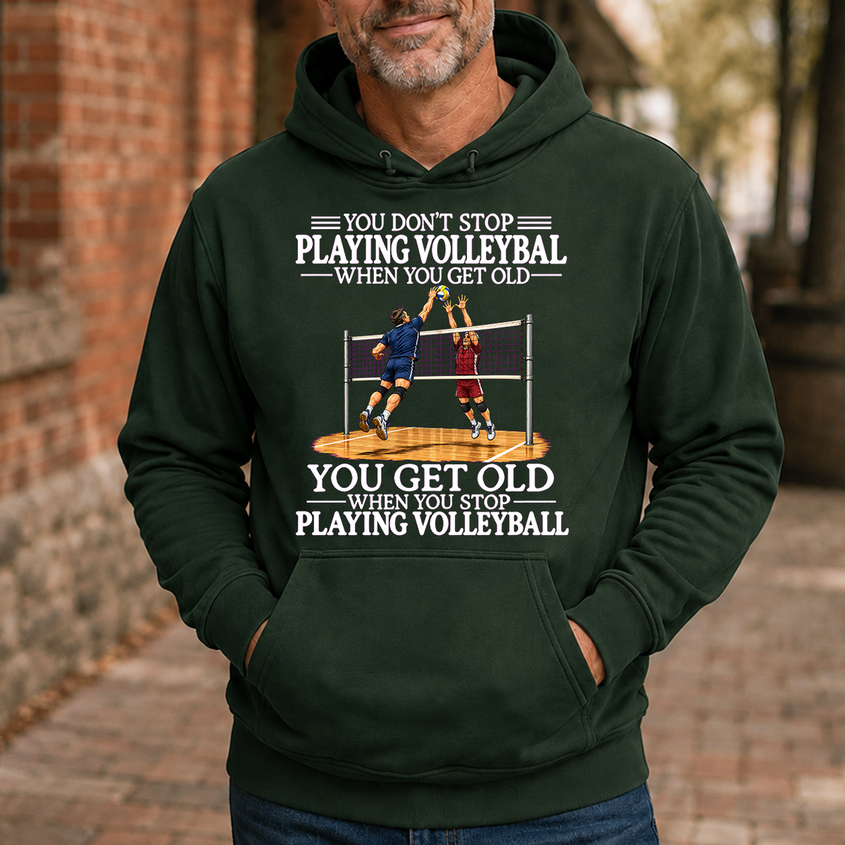 Old Man Don't Stop Volleyball - 5-HS2D-ForestGreen