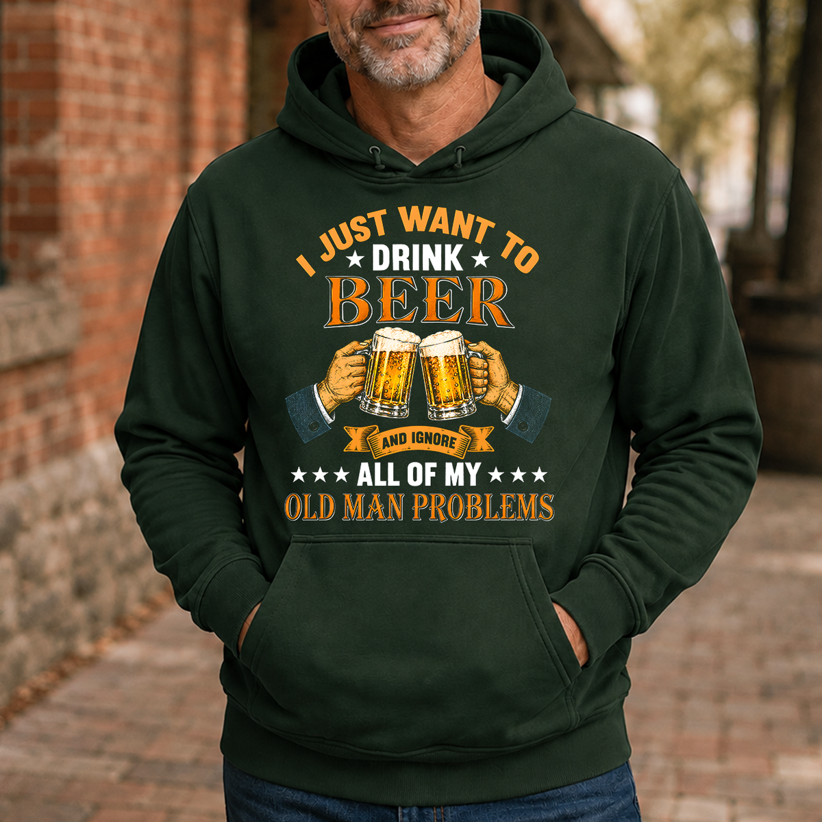 Vintage I Just Want To Drink Beer - 5-HS2D-ForestGreen