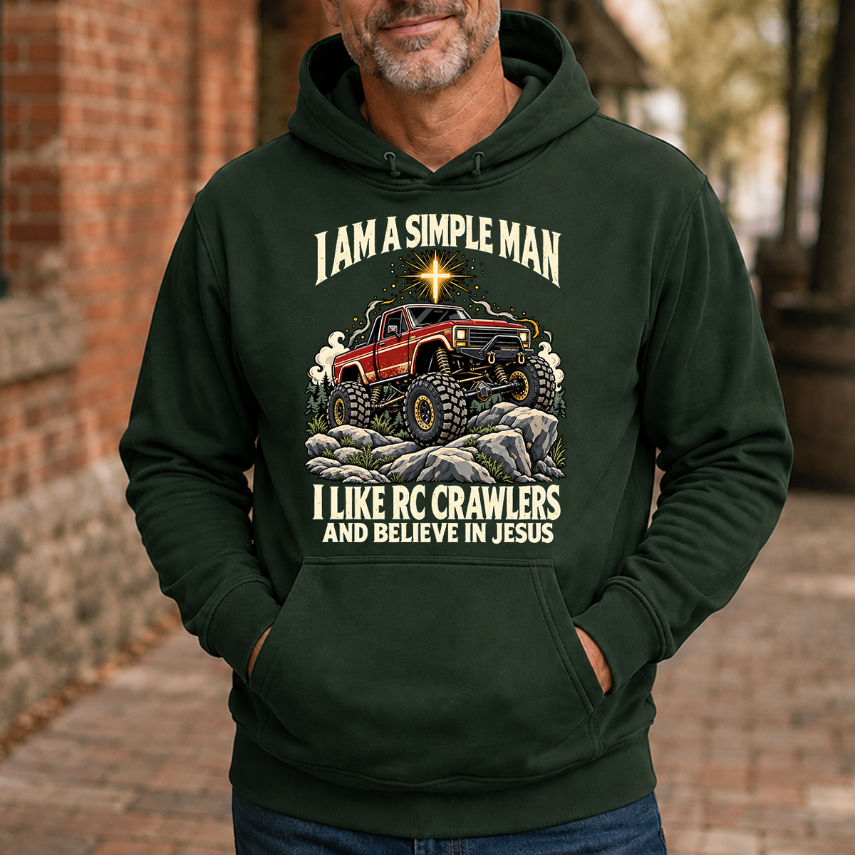 I Like RC Crawlers & Believe In Jesus - 5-HS2D-ForestGreen