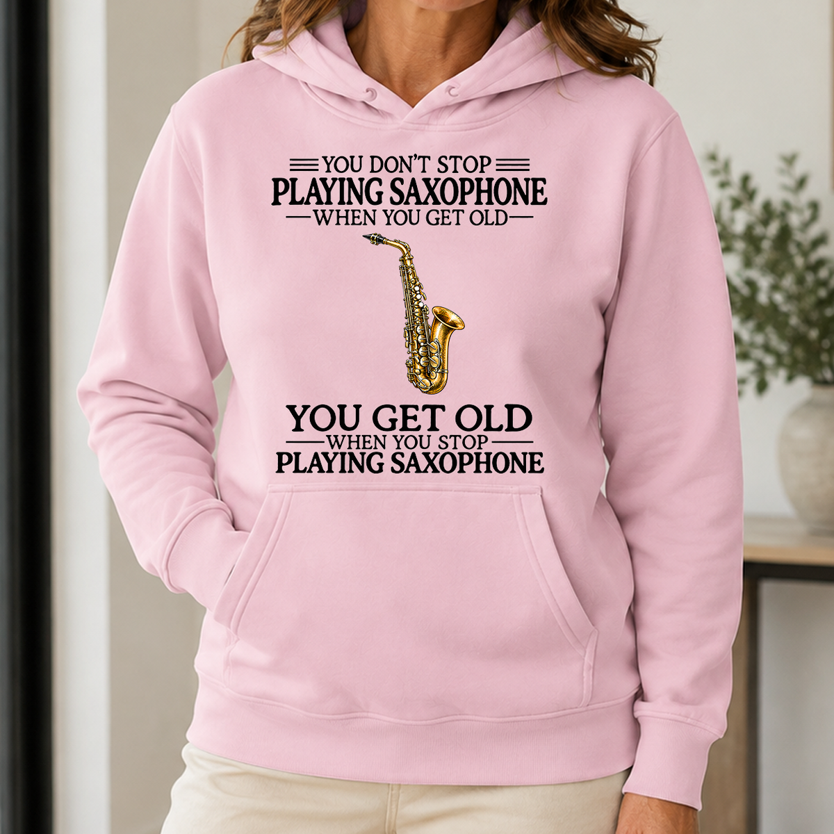 Don't Stop Playing Saxophone Vintage Art - 5-HS2D-LightPink
