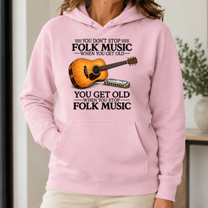 Don't Stop Playing Folk Music Vintage Art - 5-HS2D-LightPink