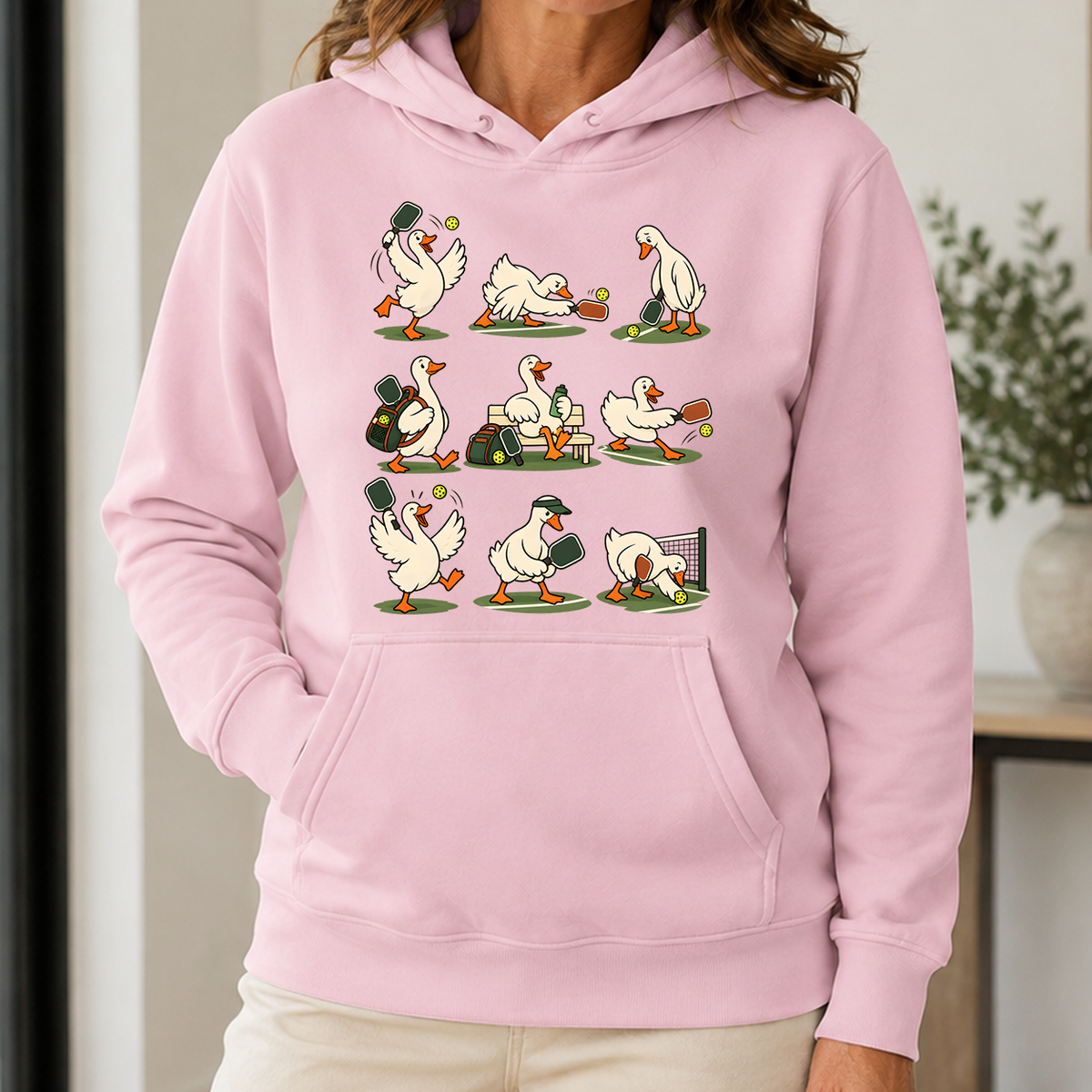 Funny Ducks Playing Pickleball - 5-HS2D-LightPink