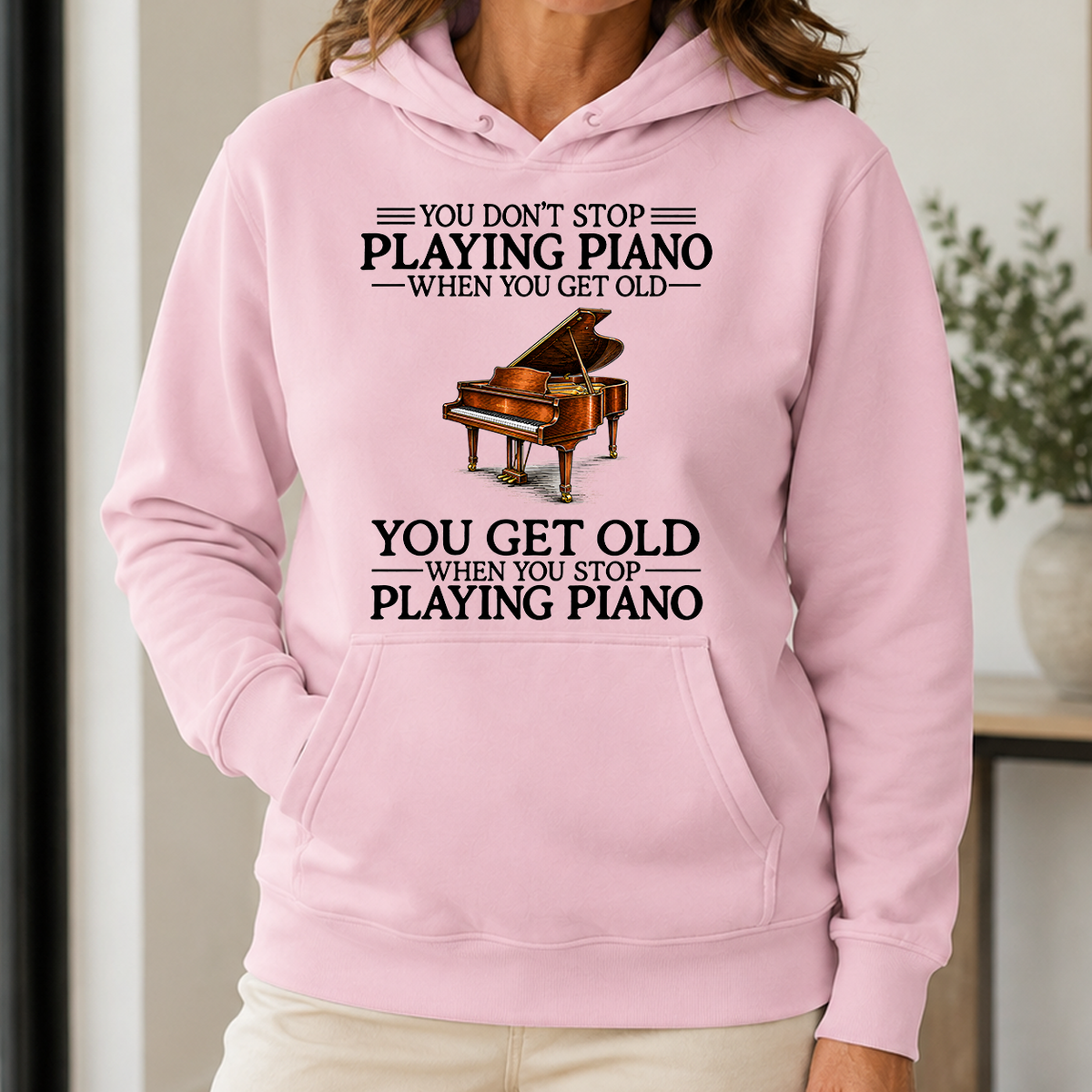 Don't Stop Playing Piano Vintage Art - 5-HS2D-LightPink