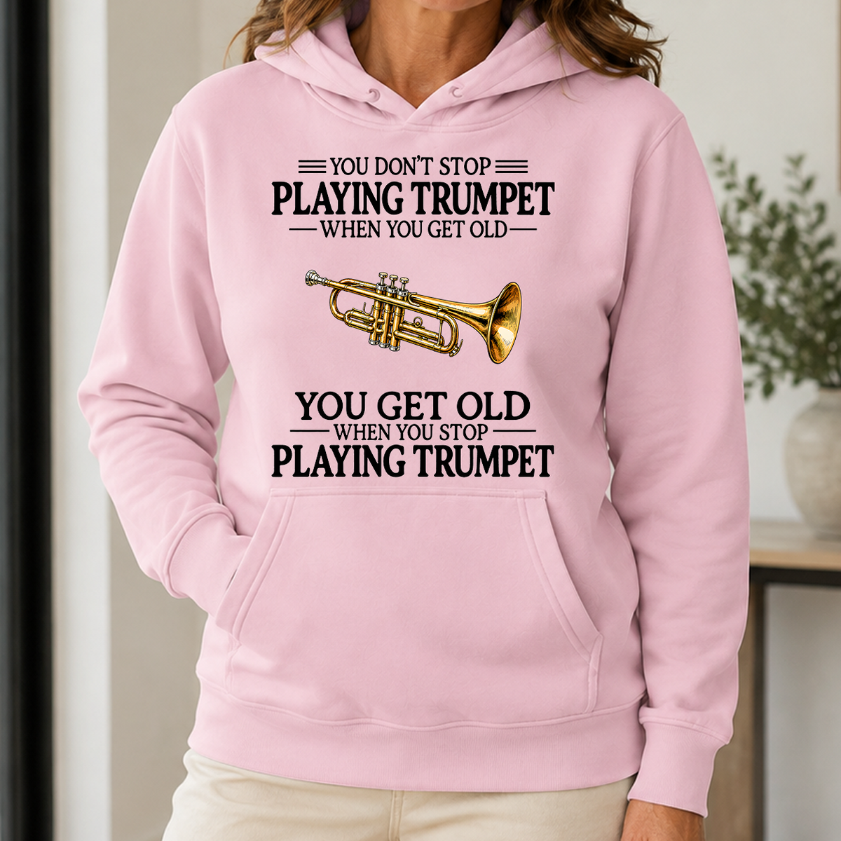 Don't Stop Playing Trumpet Vintage Art - 5-HS2D-LightPink