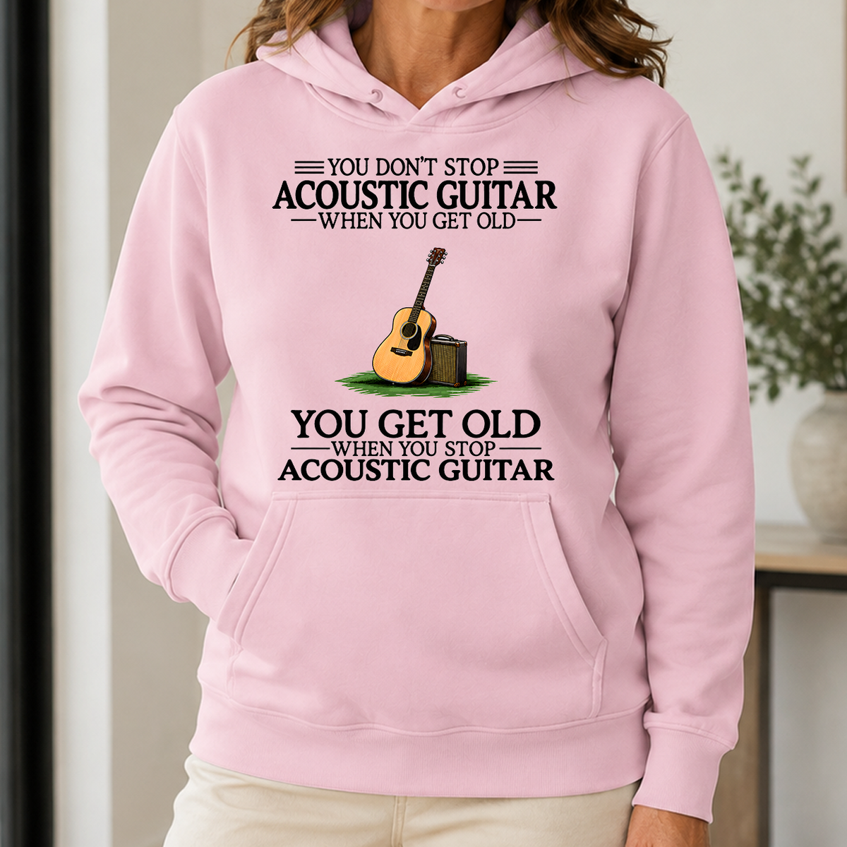 Don't Stop Playing Acoustic Guitar Vintage Art - 5-HS2D-LightPink