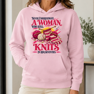 A Woman Still Knits In Her Seventies - 5-HS2D-LightPink