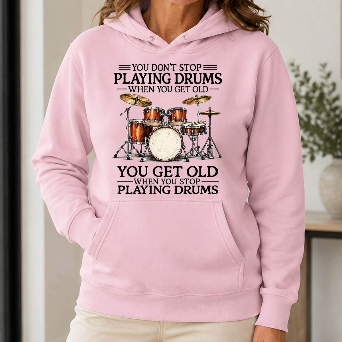 Don't Stop Playing Playing Drums Vintage Art - 5-HS2D-LightPink