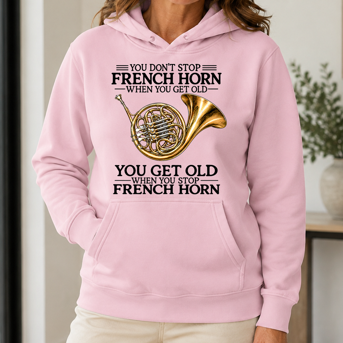 Don't Stop Playing French Horn Vintage Art - 5-HS2D-LightPink