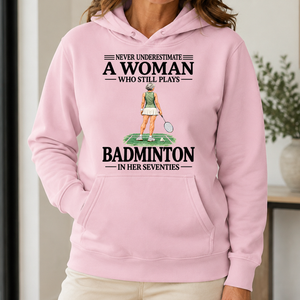 A Woman Still Plays Badminton In Her Seventies - 5-HS2D-LightPink