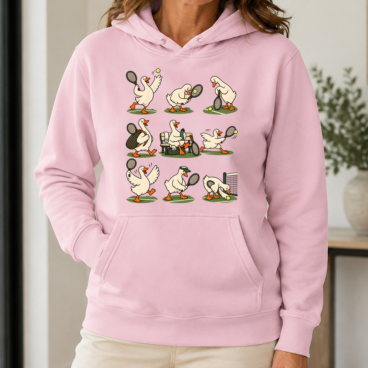 Funny Ducks Playing Tennis - 5-HS2D-LightPink
