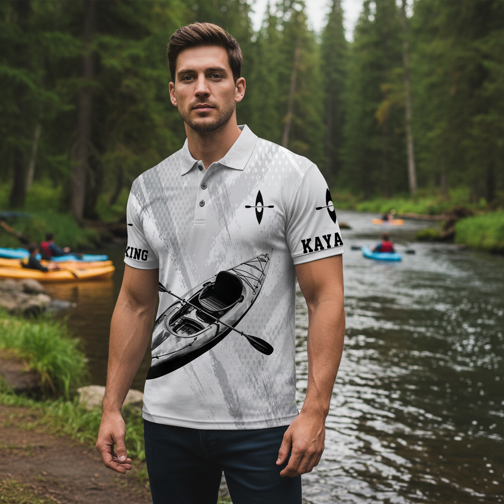 Custom Name Kayaking Black And White All Over Print Shirt