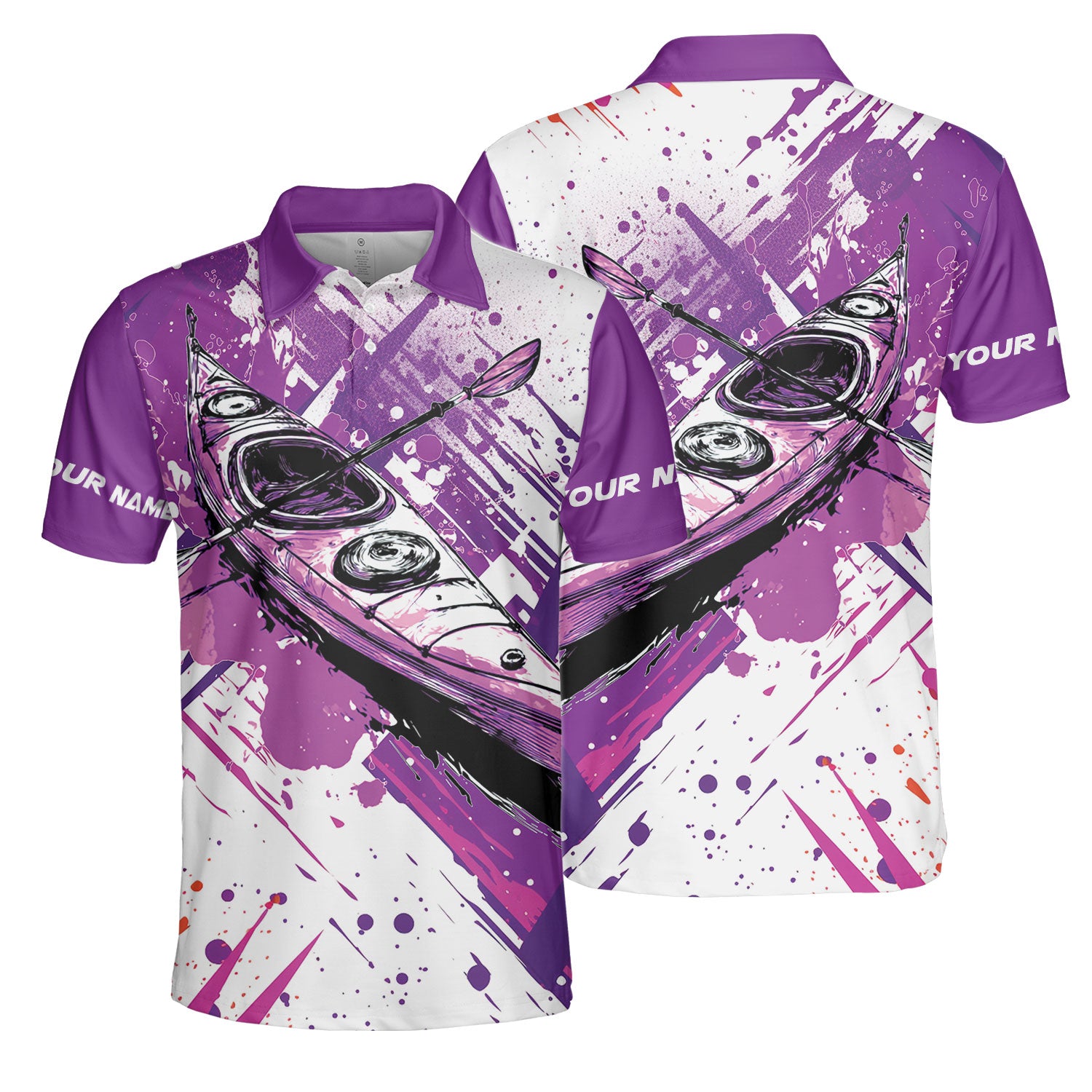 Custom Name Kayaking Purple All Over Print Shirt