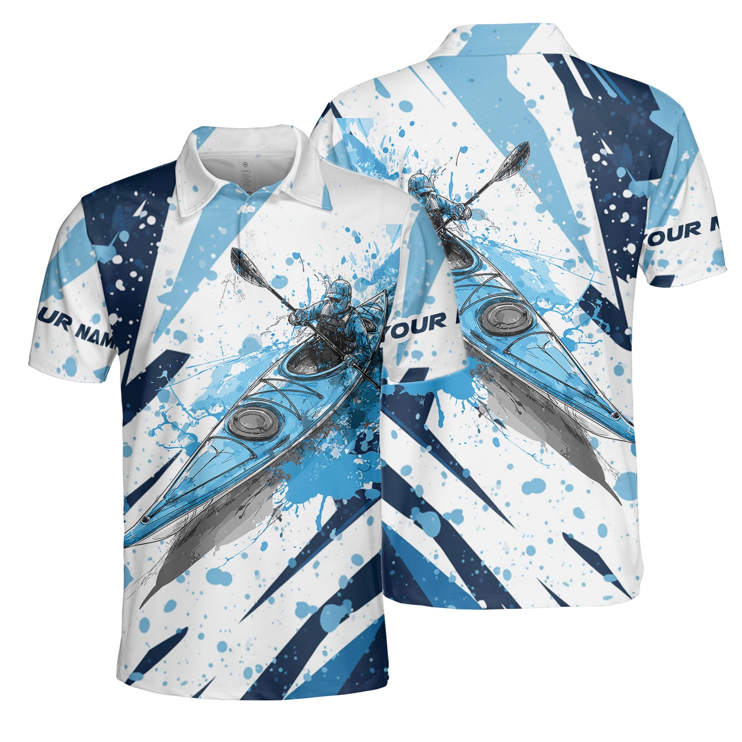 Custom Name Kayaking Blue All Over Print Shirt