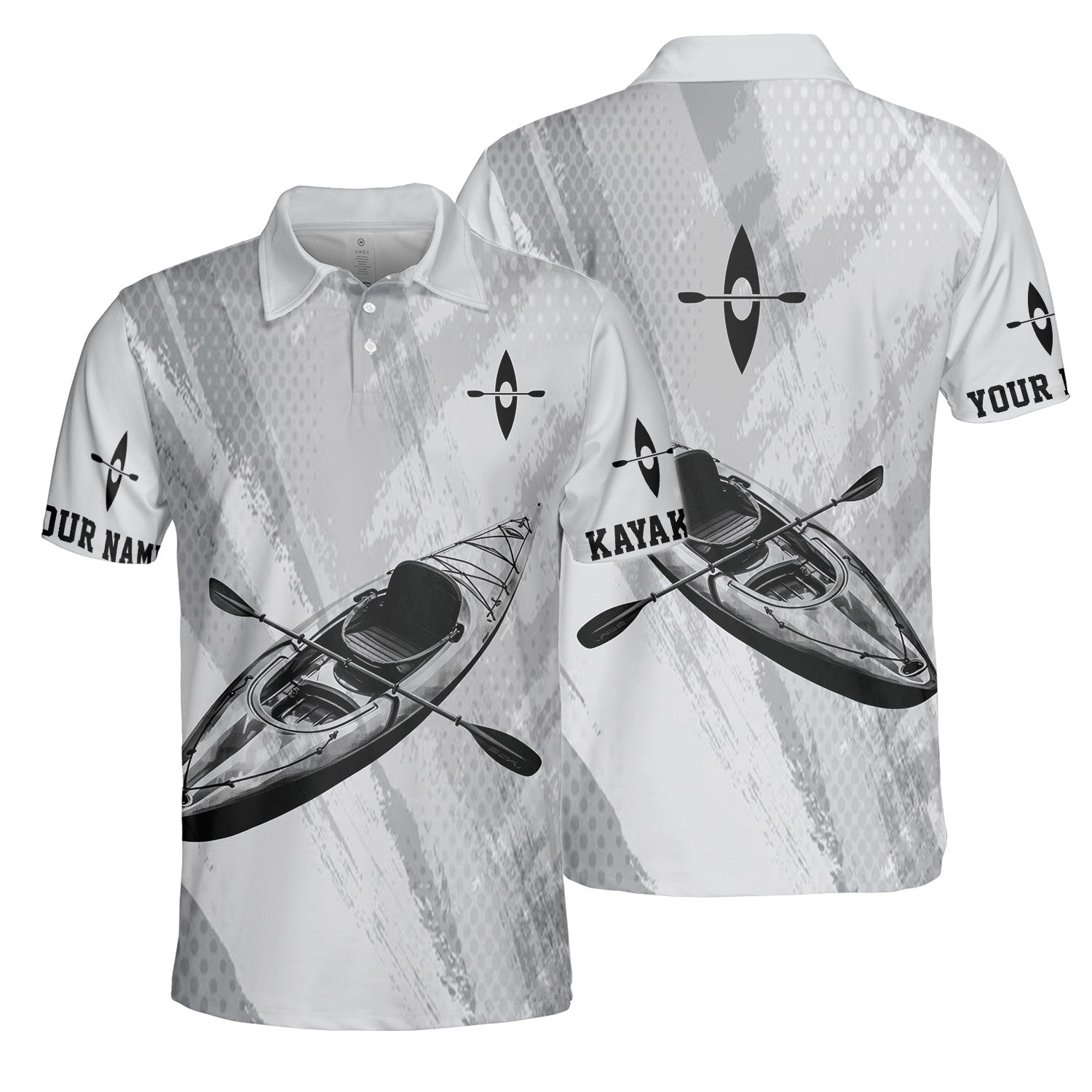 Custom Name Kayaking Black And White All Over Print Shirt