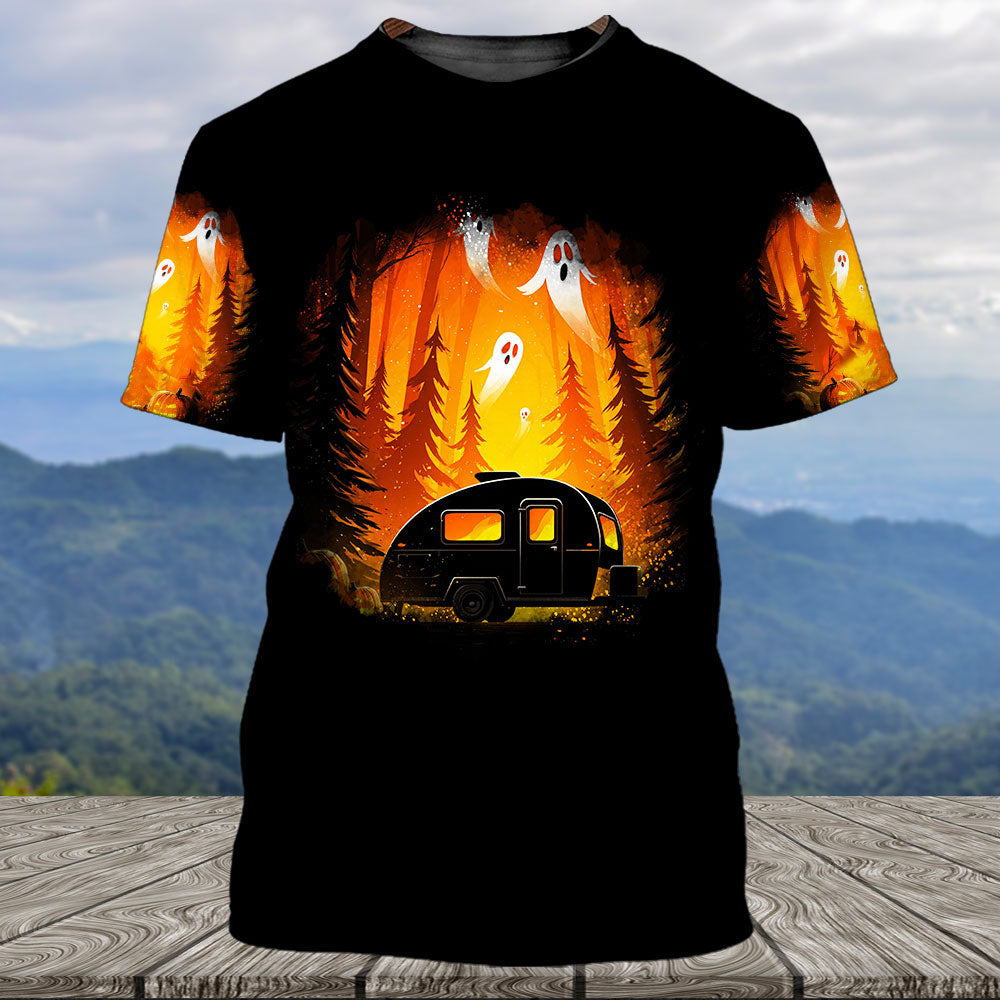 Horror Campfire In The Wild All Over Print Shirt