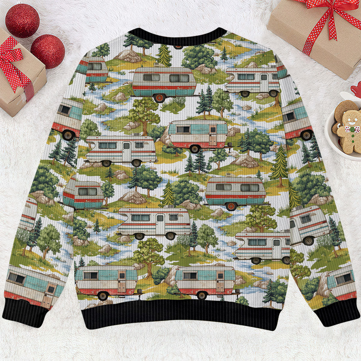 Camper Trailer Camping 80s Vintage Ugly Sweater