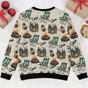 Alien and Bigfoot Camping Ugly Sweater
