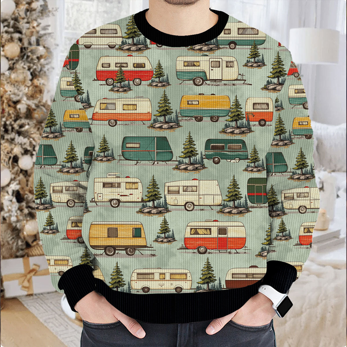 Vintage Camper Car Ugly Sweater