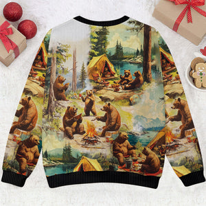 Bear Camping Ugly Sweater