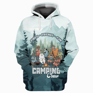 Friends, Fires, Fun Camping Crew Cats All Over Print Shirt