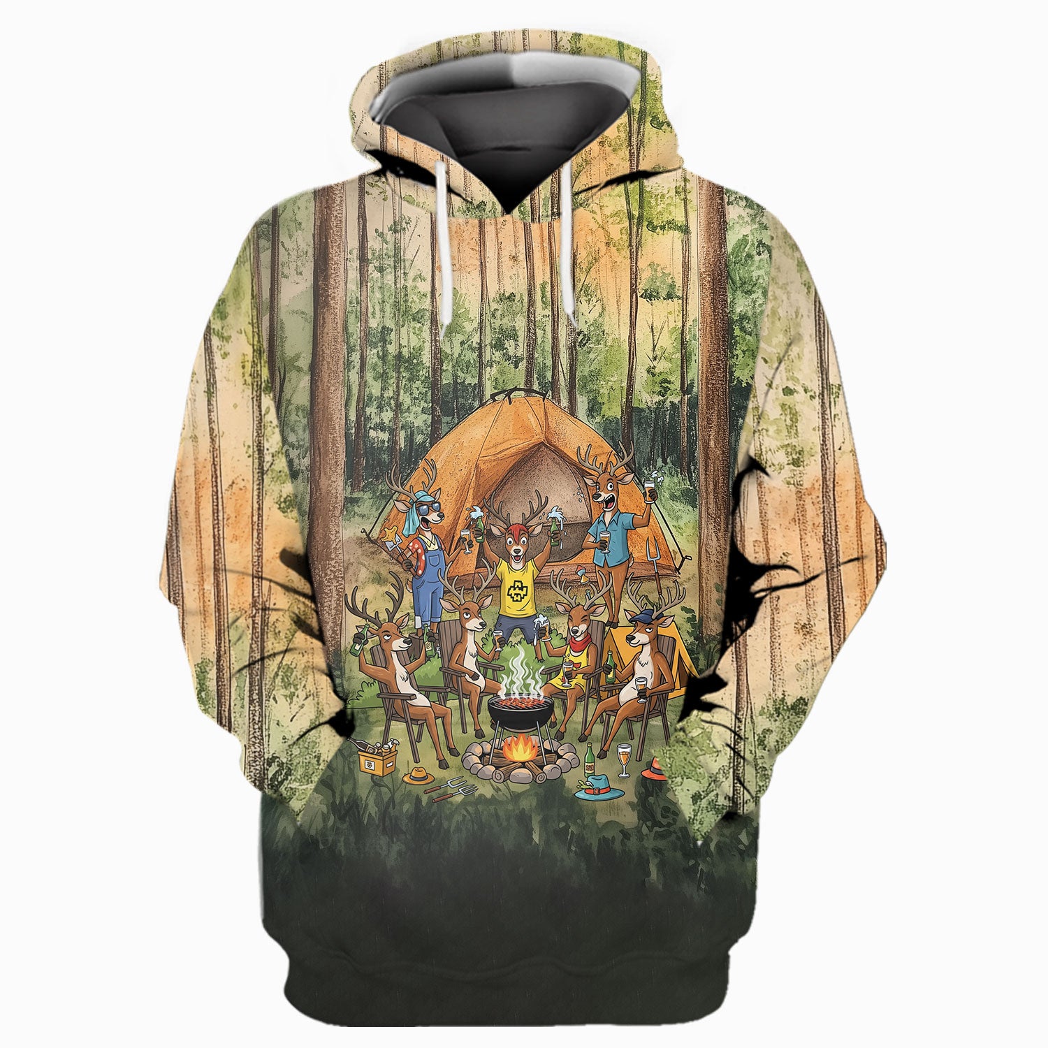 Friends, Fires, Fun Camping Crew Deer All Over Print Shirt