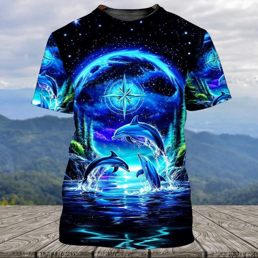 Peace Sea Happy Dolphins All Over Print Shirt