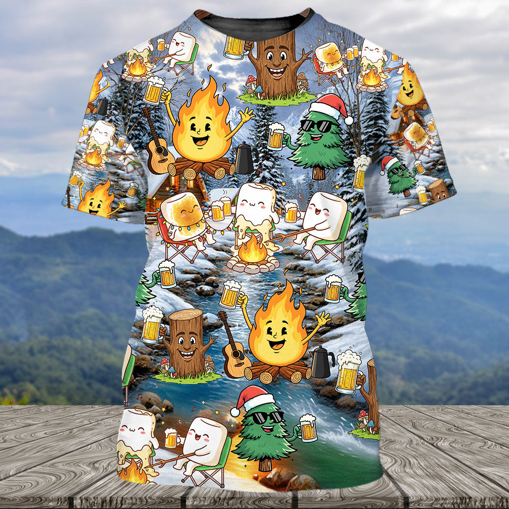 Camping Drinking Beer Party All Over Print Shirt