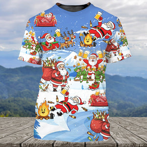 Santa Camping Funny All Over Print Shirt