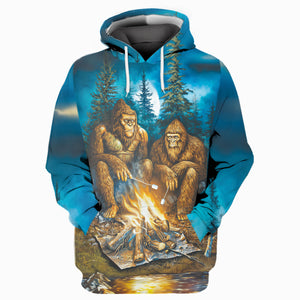Sasquatch Campfire Night Art All Over Print Shirt