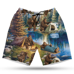 Funny Bigfoot Camping Hawaiian Shirt