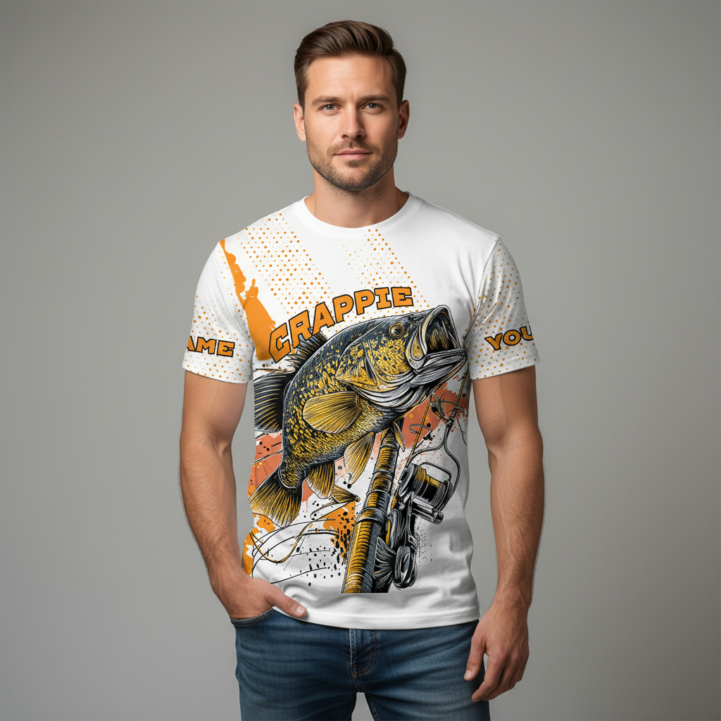 Custom Name Crappie Fish Orange All Over Print Shirt