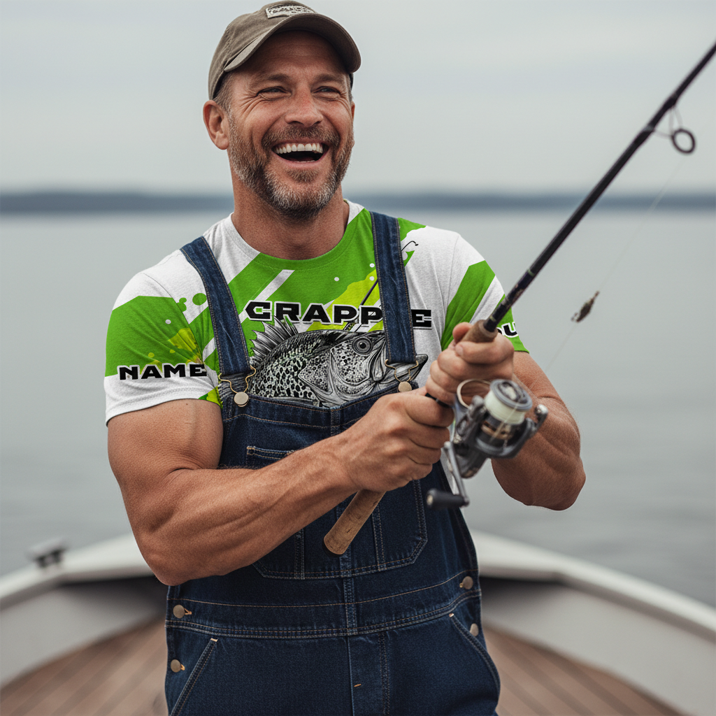 Custom Name Crappie Fish Green All Over Print Shirt