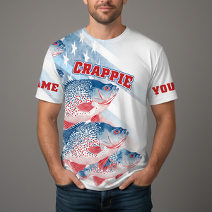 Custom Name Crappie Fish America All Over Print Shirt