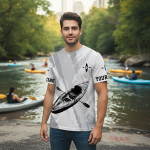 Custom Name Kayaking Black And White All Over Print Shirt