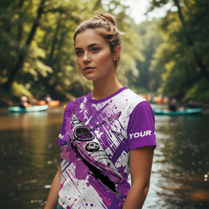 Custom Name Kayaking Purple All Over Print Shirt