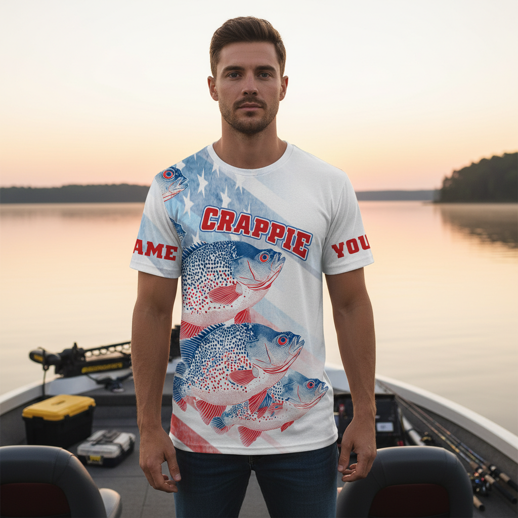 Custom Name Crappie Fish America All Over Print Shirt