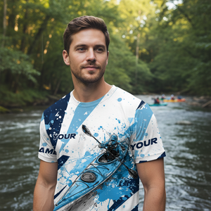 Custom Name Kayaking Blue All Over Print Shirt