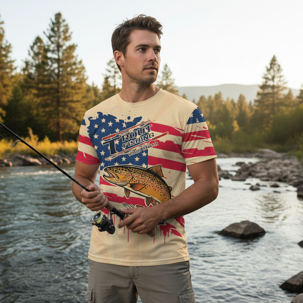Vintage America Custom Name Trout Fishing All Over Print Shirt