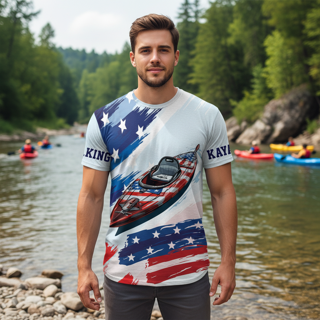 Custom Name Kayaking America All Over Print Shirt