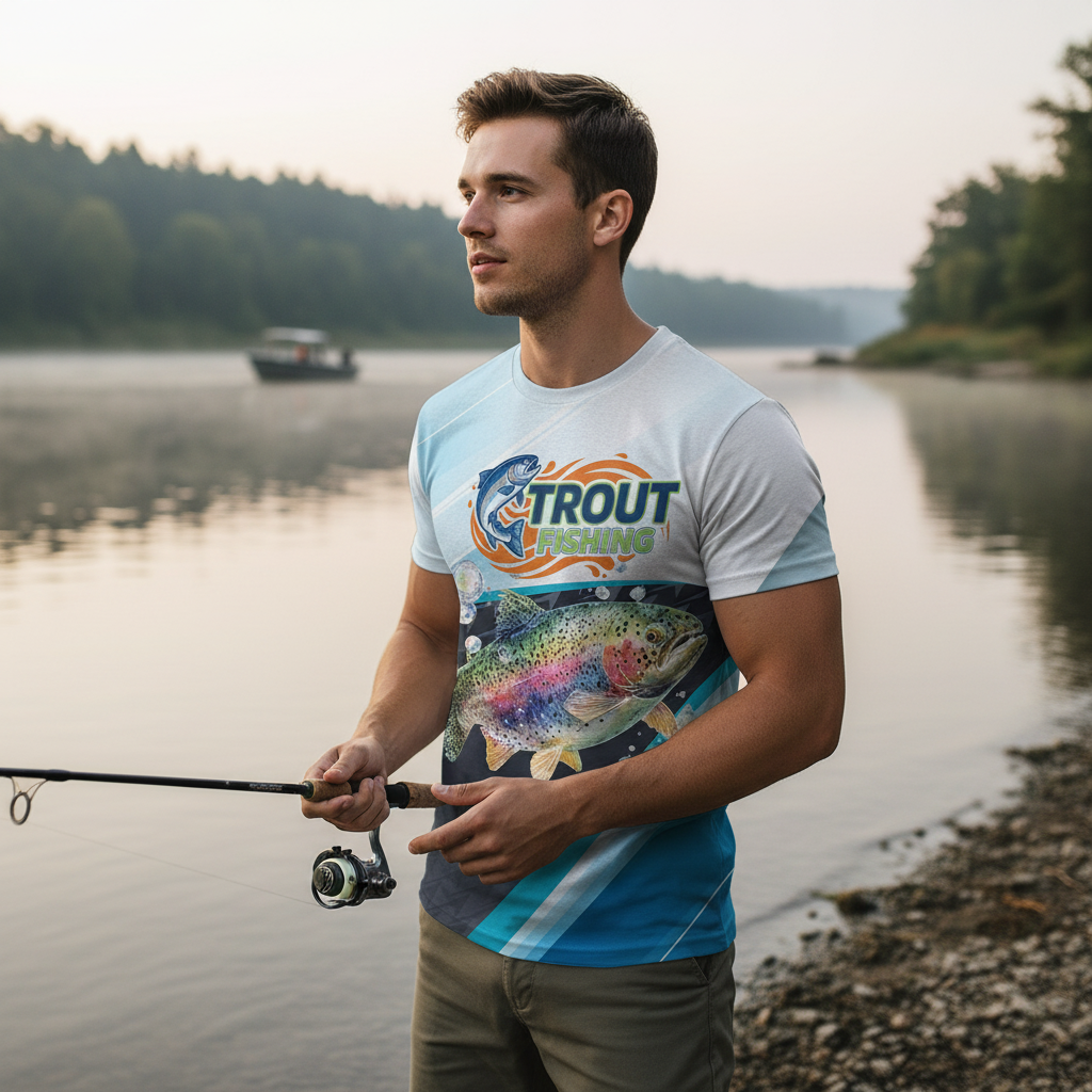 Trout Fish Blue Sport All Over Print Shirt