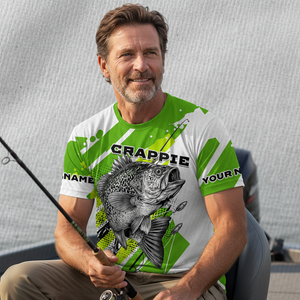 Custom Name Crappie Fish Green All Over Print Shirt
