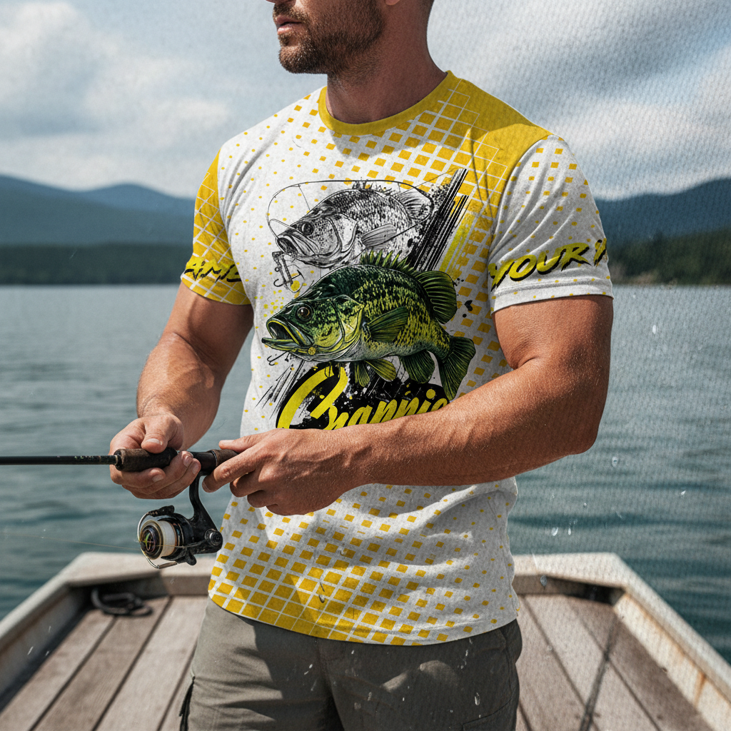 Custom Name Crappie Fish Yellow All Over Print Shirt