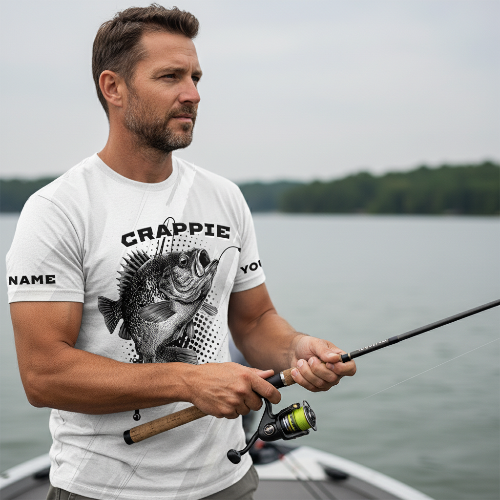 Custom Name Crappie Fish Gray All Over Print Shirt