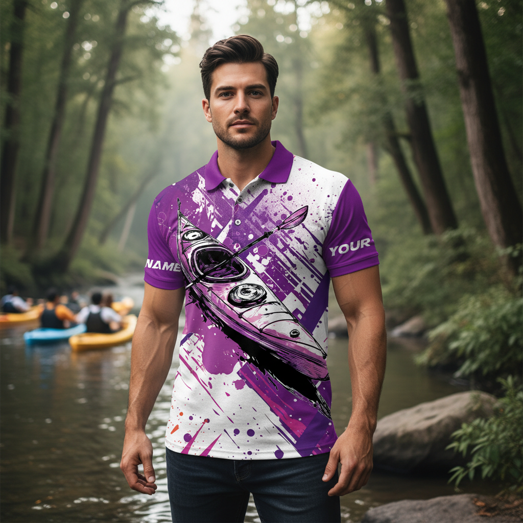 Custom Name Kayaking Purple All Over Print Shirt