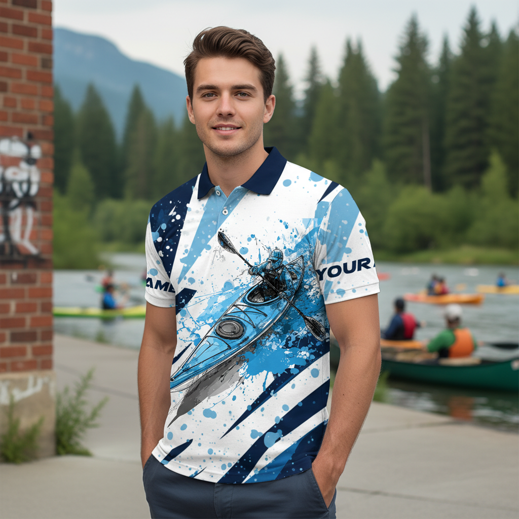 Custom Name Kayaking Blue All Over Print Shirt