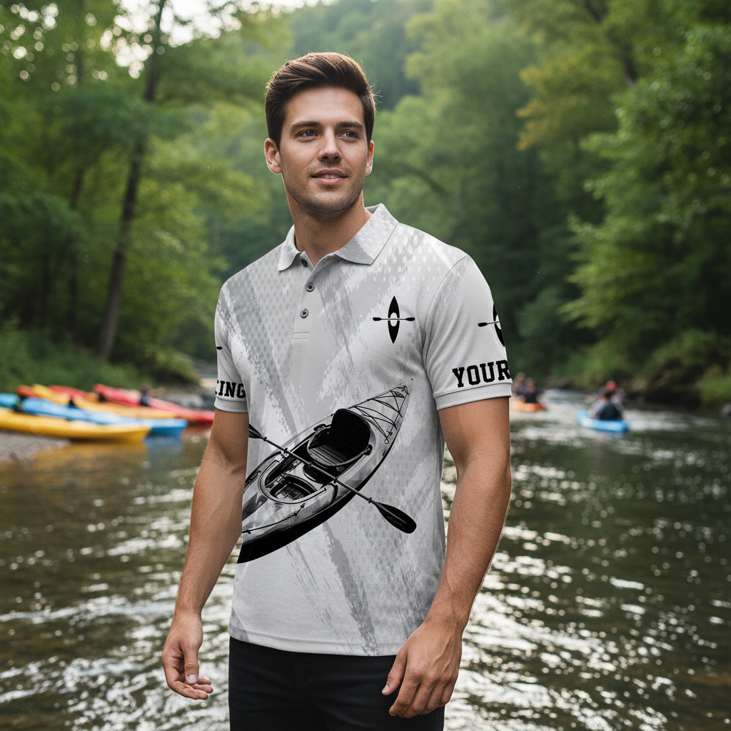 Custom Name Kayaking Black And White All Over Print Shirt